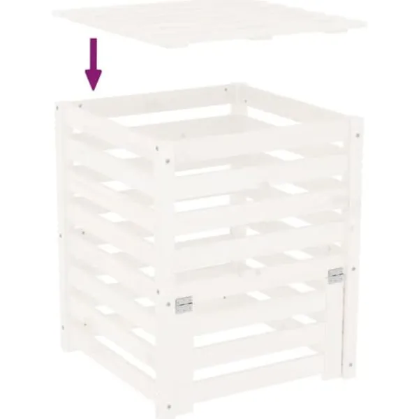 The Living Store Kompostlåda vit 63,5x63,5x77,5 cm massiv furu - Komposterare