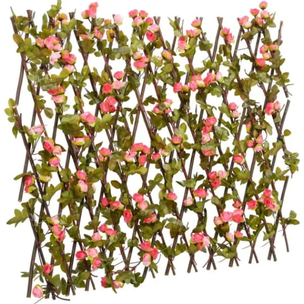 The Living Store Konstväxt murgröna spaljé expanderbar mörk rosa 180x60 cm - Staket