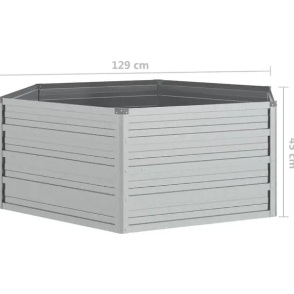 Clearance The Living Store Odlingslåda upphöjd galvaniserat stål 129x45 cm silver - Krukor & odlingslådor Krukor & Växtbehållare