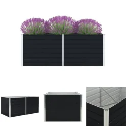 The Living Store Odlingslåda 160x80x45 cm galvaniserat stål antracit - Krukor & odlingslådor