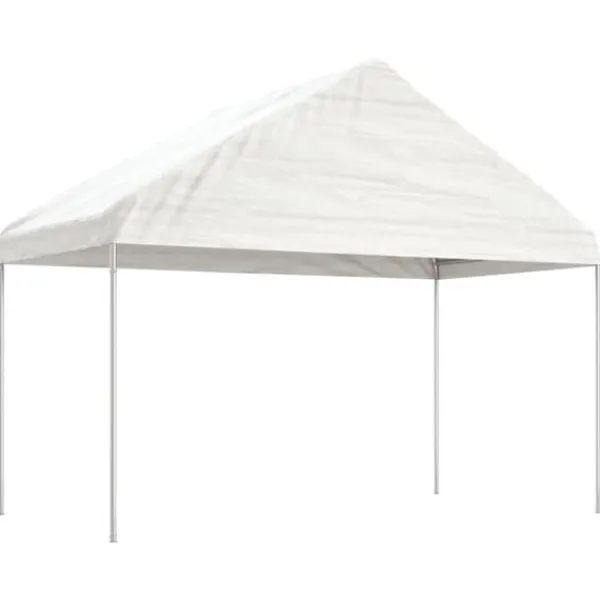 Hot The Living Store Paviljong med tak vit 15,61x4,08x3,22 m polyeten - Partytält & paviljoner Tält & Lusthus