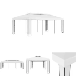 The Living Store Paviljong med dubbeltak 3x6 m vit - Partytält & paviljoner