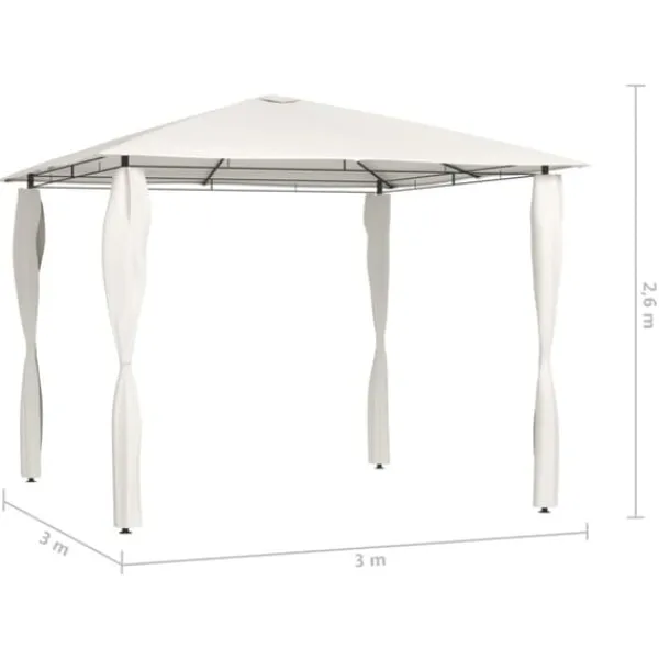 Best The Living Store Paviljong med stolpar 3x3x2,6 m gräddvit 160 g/m² - Partytält & paviljoner Tält & Lusthus