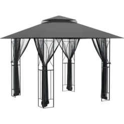 The Living Store Paviljong med sidoväggar antracit 300x300x270 cm stål - Partytält & paviljoner