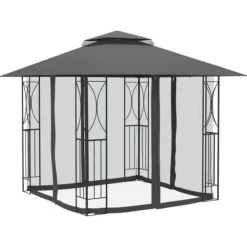 The Living Store Paviljong med sidoväggar antracit 300x300x270 cm stål - Partytält & paviljoner