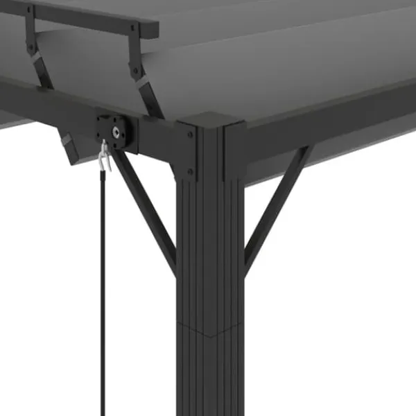 The Living Store Paviljong med lamelltak 3x4 m antracit tyg och aluminium - Partytält & paviljoner
