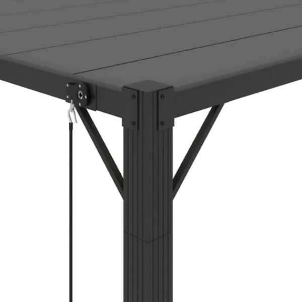 The Living Store Paviljong med lamelltak 3x4 m antracit tyg och aluminium - Partytält & paviljoner