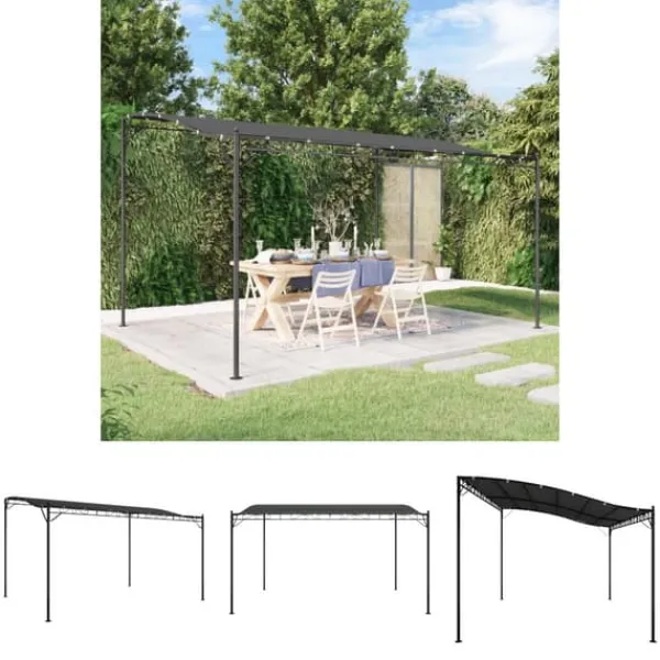 The Living Store Paviljong antracit 4x3 m 180 g/m² tyg och stål - Partytält & paviljoner