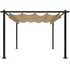 The Living Store Paviljong med infällbart tak 3x3 m taupe - Partytält & paviljoner Valvbågar, Spaljéer, Bersåer & Pergolor