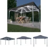 The Living Store Paviljong med ljusslinga LED 400x300 cm antracit aluminium - Partytält & paviljoner