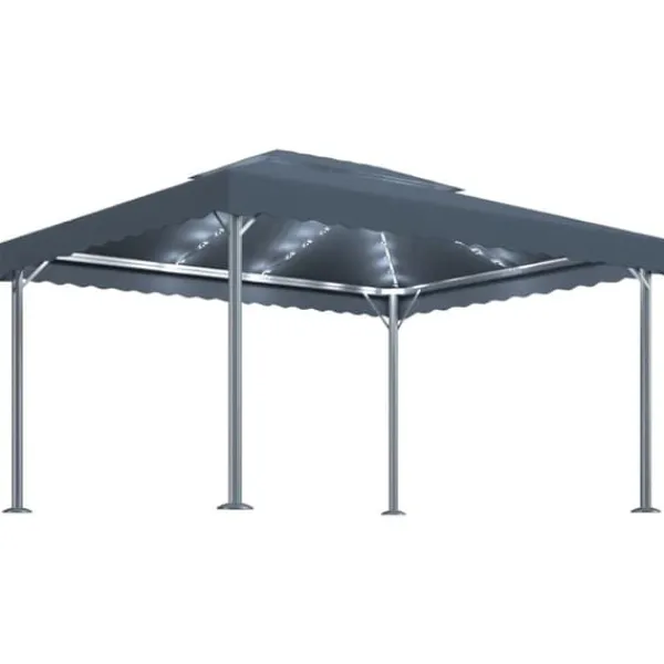 The Living Store Paviljong med ljusslinga LED 400x300 cm antracit aluminium - Partytält & paviljoner