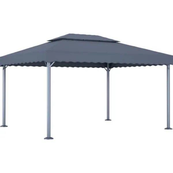 The Living Store Paviljong med ljusslinga LED 400x300 cm antracit aluminium - Partytält & paviljoner