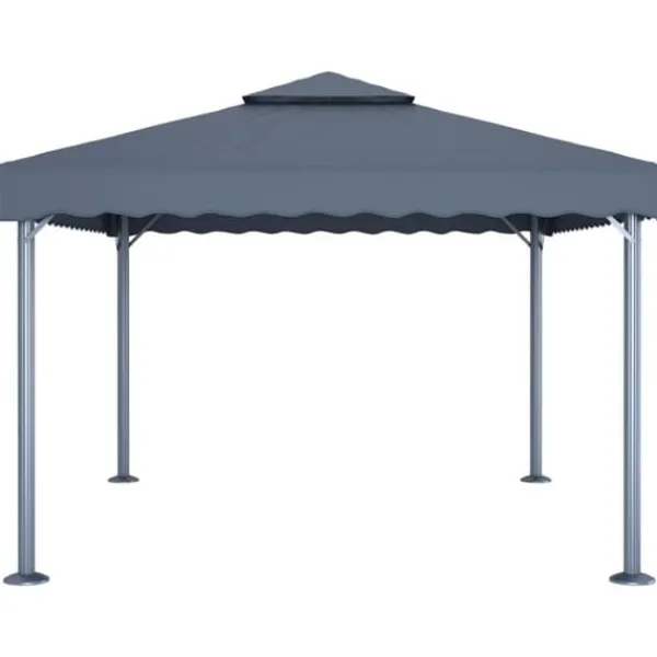 The Living Store Paviljong med ljusslinga LED 400x300 cm antracit aluminium - Partytält & paviljoner
