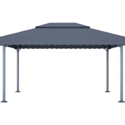 The Living Store Paviljong med ljusslinga LED 400x300 cm antracit aluminium - Partytält & paviljoner