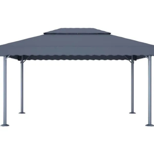 The Living Store Paviljong med ljusslinga LED 400x300 cm antracit aluminium - Partytält & paviljoner