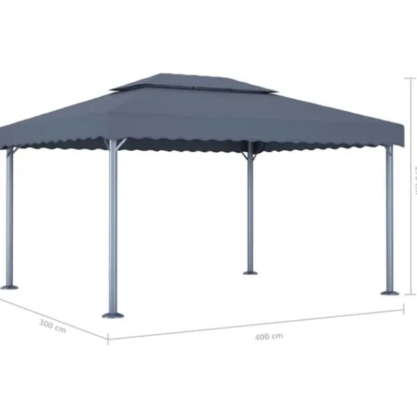 The Living Store Paviljong med ljusslinga LED 400x300 cm antracit aluminium - Partytält & paviljoner