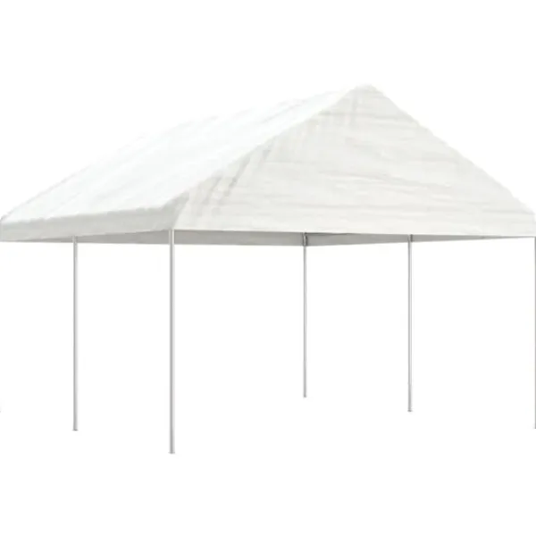 Outlet The Living Store Paviljong med tak vit 4,46x4,08x3,22 m polyeten - Partytält & paviljoner Tält & Lusthus