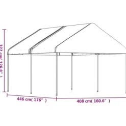 Outlet The Living Store Paviljong med tak vit 4,46x4,08x3,22 m polyeten - Partytält & paviljoner Tält & Lusthus