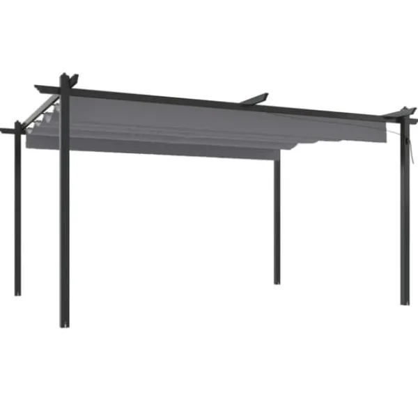 Online The Living Store Paviljong med infällbart tak 4x3 m antracit - Partytält & paviljoner Valvbågar, Spaljéer, Bersåer & Pergolor