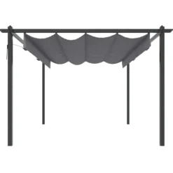 Online The Living Store Paviljong med infällbart tak 4x3 m antracit - Partytält & paviljoner Valvbågar, Spaljéer, Bersåer & Pergolor