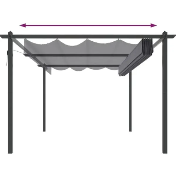 Online The Living Store Paviljong med infällbart tak 4x3 m antracit - Partytält & paviljoner Valvbågar, Spaljéer, Bersåer & Pergolor