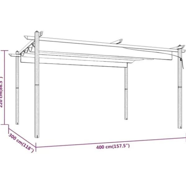 Online The Living Store Paviljong med infällbart tak 4x3 m antracit - Partytält & paviljoner Valvbågar, Spaljéer, Bersåer & Pergolor