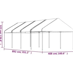 The Living Store Paviljong med tak vit 8,92x4,08x3,22 m polyeten - Partytält & paviljoner