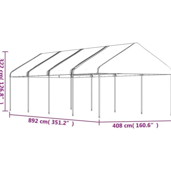 The Living Store Paviljong med tak vit 8,92x4,08x3,22 m polyeten - Partytält & paviljoner