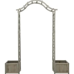 The Living Store Pergola med odlingslåda grå massivt granträ - Bersåer, spaljéer & pergolor