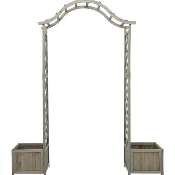 The Living Store Pergola med odlingslåda grå massivt granträ - Bersåer, spaljéer & pergolor