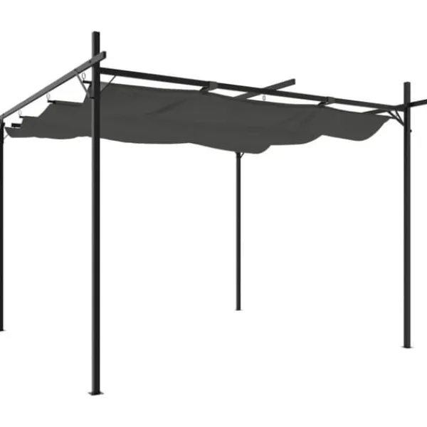 Clearance The Living Store Pergola med infällbart tak antracit 295x292x230 cm - Partytält & paviljoner Valvbågar, Spaljéer, Bersåer & Pergolor