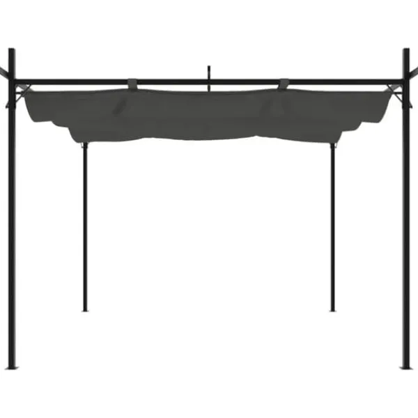 Clearance The Living Store Pergola med infällbart tak antracit 295x292x230 cm - Partytält & paviljoner Valvbågar, Spaljéer, Bersåer & Pergolor