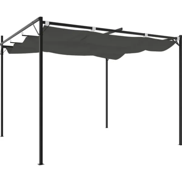Clearance The Living Store Pergola med infällbart tak antracit 295x292x230 cm - Partytält & paviljoner Valvbågar, Spaljéer, Bersåer & Pergolor