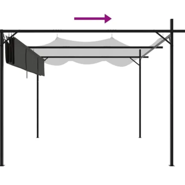 Clearance The Living Store Pergola med infällbart tak antracit 295x292x230 cm - Partytält & paviljoner Valvbågar, Spaljéer, Bersåer & Pergolor