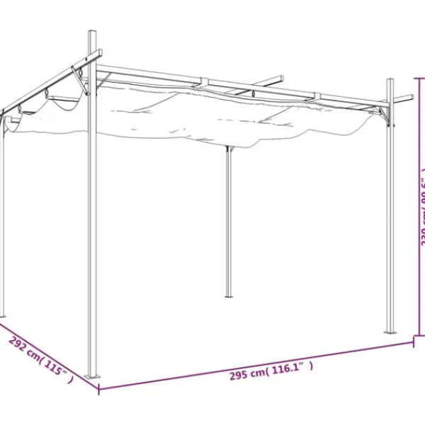Clearance The Living Store Pergola med infällbart tak antracit 295x292x230 cm - Partytält & paviljoner Valvbågar, Spaljéer, Bersåer & Pergolor
