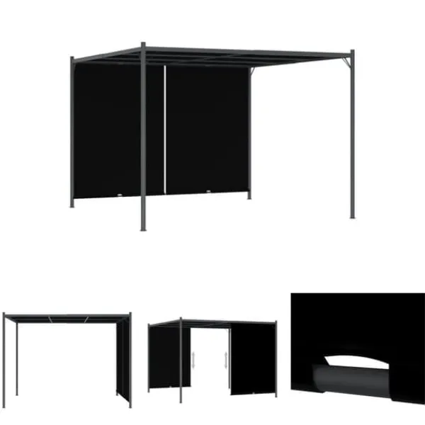 The Living Store Pergola med infällbart tak 3x3 m antracit - Bersåer, spaljéer & pergolor