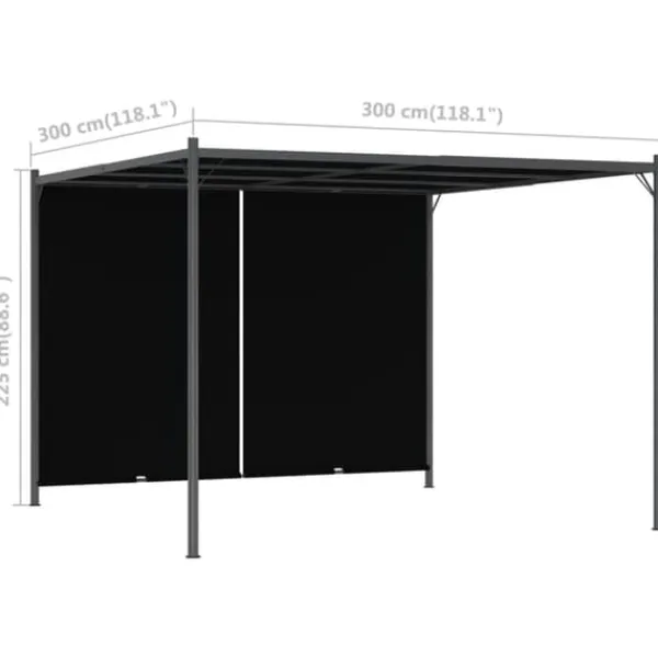 The Living Store Pergola med infällbart tak 3x3 m antracit - Bersåer, spaljéer & pergolor