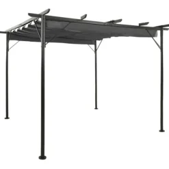 Hot The Living Store Pergola med infällbart tak antracit 3x3 m stål 180 g/m² - Bersåer, spaljéer & pergolor Valvbågar, Spaljéer, Bersåer & Pergolor