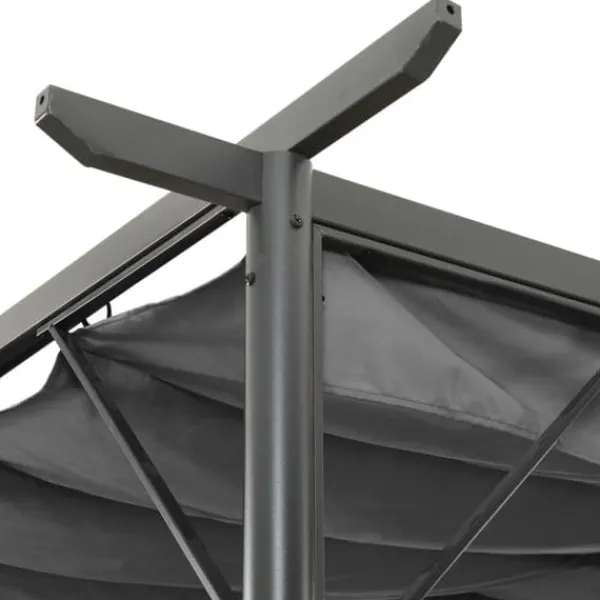 Hot The Living Store Pergola med infällbart tak antracit 3x3 m stål 180 g/m² - Bersåer, spaljéer & pergolor Valvbågar, Spaljéer, Bersåer & Pergolor
