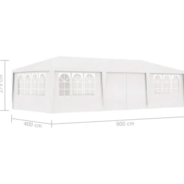 New The Living Store Professionellt partytält med väggar 4x9 m vit 90 g/m² - Partytält & paviljoner Tält & Lusthus
