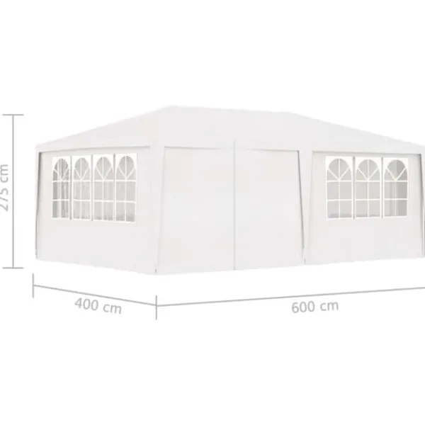 The Living Store Professionellt partytält med väggar 4x6 m vit 90 g/m² - Partytält & paviljoner