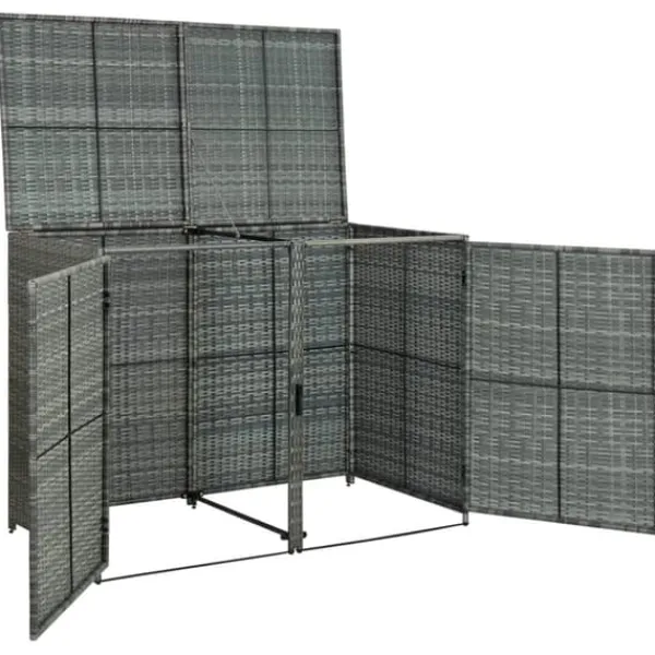 Outlet The Living Store Skjul för 2 soptunnor konstrotting antracit 148x77x111 cm - Förråd & Redskapsbodar Skjul, Garage & Carports