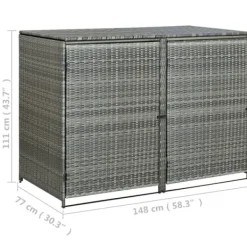 Outlet The Living Store Skjul för 2 soptunnor konstrotting antracit 148x77x111 cm - Förråd & Redskapsbodar Skjul, Garage & Carports