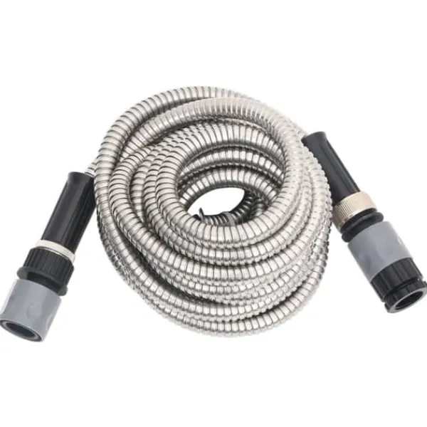 The Living Store Slang med sprutmunstycke silver 0,6" 22,5 m rostfritt stål - Vattenslangar