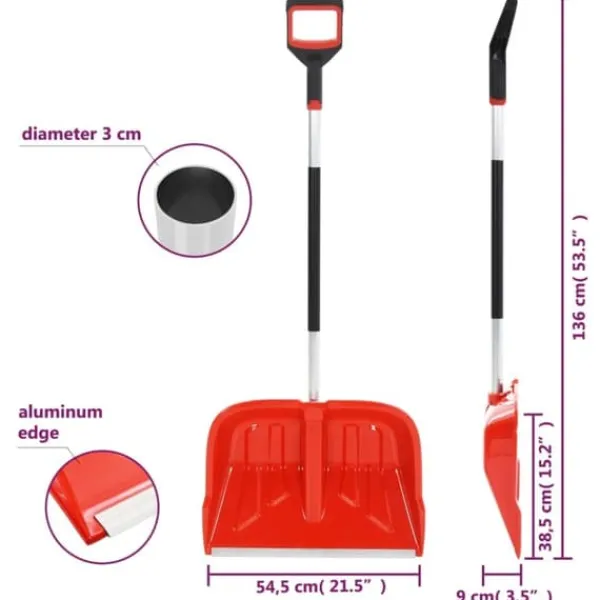 The Living Store Snöskyffel röd 136 cm aluminium - Snöskyfflar
