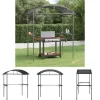 Best The Living Store Tak för grill med sidohyllor antracit 220x115x230 cm stål - Partytält & paviljoner Tält & Lusthus