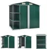 The Living Store Trädgårdsbod med hylla grön 205x130x183 cm järn - Förråd & Redskapsbodar Skjul, Garage & Carports