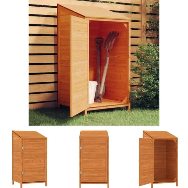 The Living Store Trädgårdsbod brun 55x52x112 cm massivt granträ - Förråd & Redskapsbodar