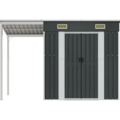 The Living Store Trädgårdsbod med förlängt tak antracit 277x110,5x181 cm stål - Förråd & Redskapsbodar