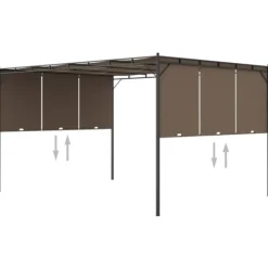Discount The Living Store Trädgårdspaviljong med draperier 4x3x2,25 m taupe - Partytält & paviljoner Valvbågar, Spaljéer, Bersåer & Pergolor